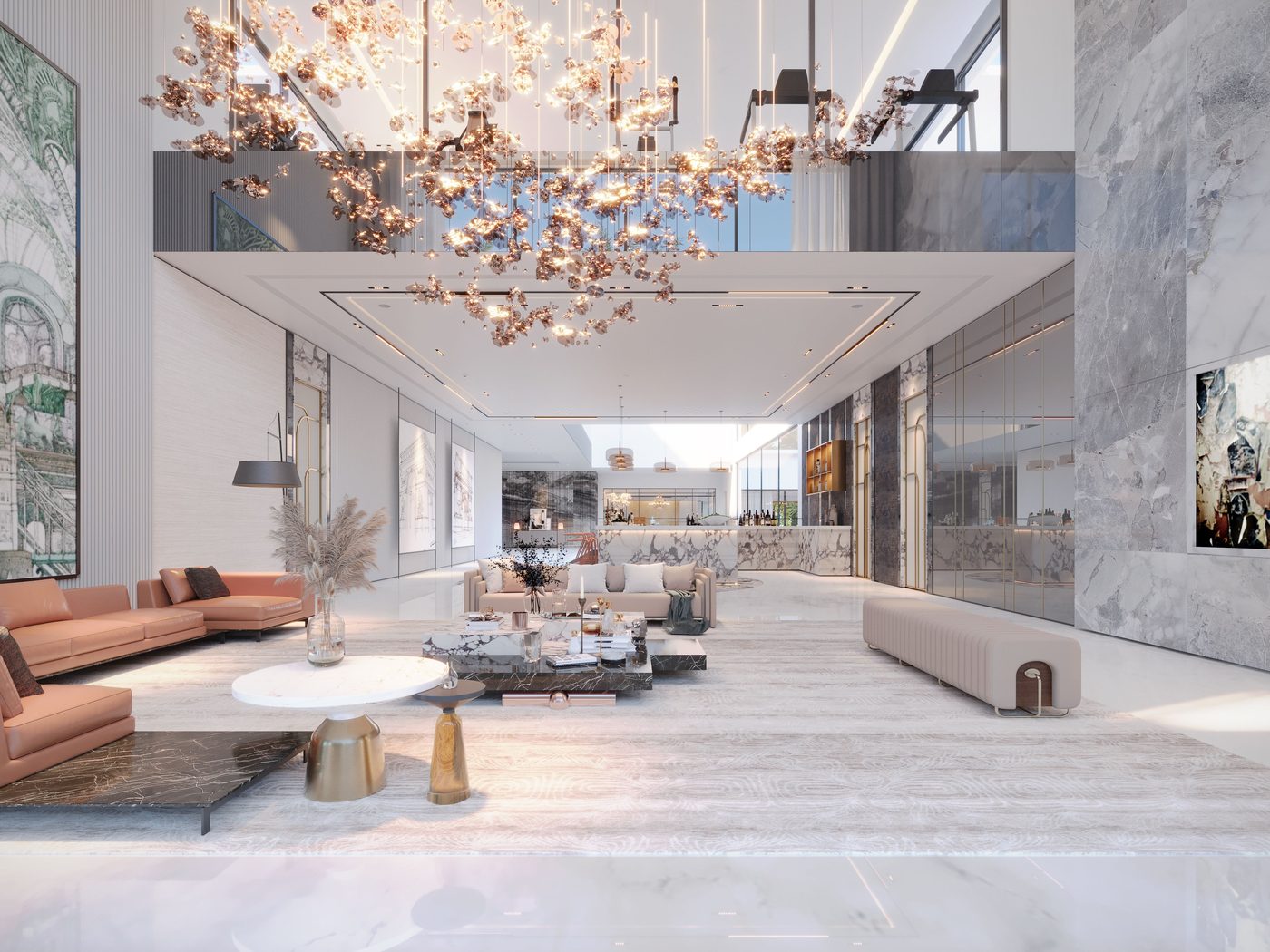 Elegant, beautifully organized luxury living room