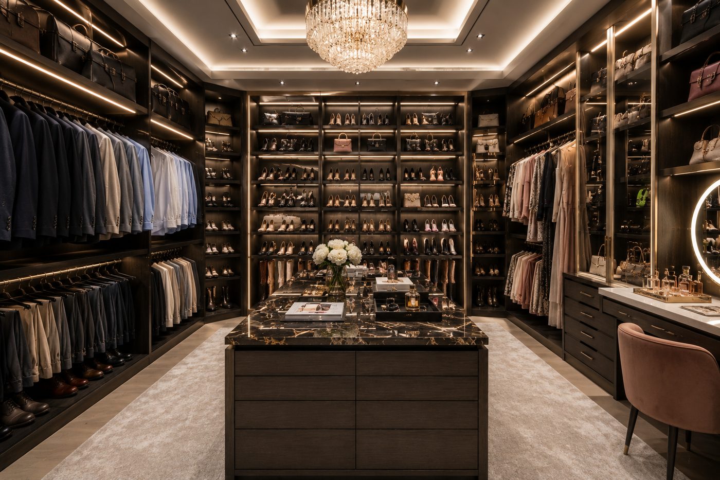 Custom luxury walk-in closet